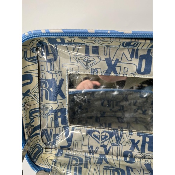 ROXY Make-Up Case Hawaiian Floral Blue Vintage Large READ - Picture 10 of 16